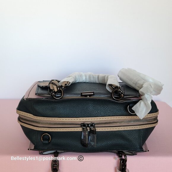 COACH Dreamer 27 In Colorblocked Pebbled Leather-Pine Green Aurora Multi ⭐ - Picture 10 of 16